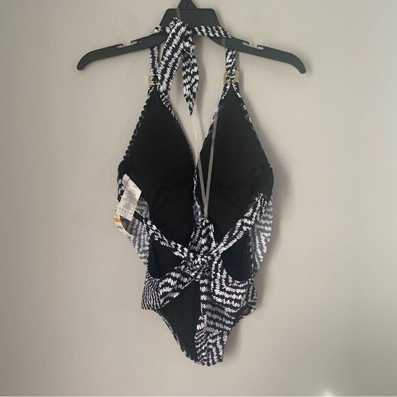 bar III Womens's Feather Daze Draped Monokini One-Piece Swimsuit Size S - Picture 3 of 5